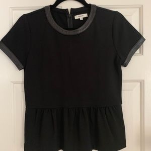 Madewell Black Leather Trim Top in Size Small
